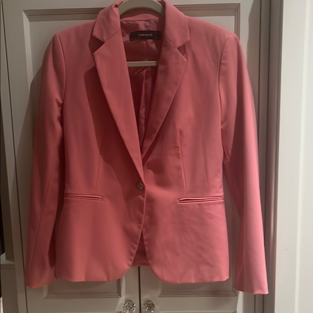 Zara Pink Tailored Blazer with Notched Lapels